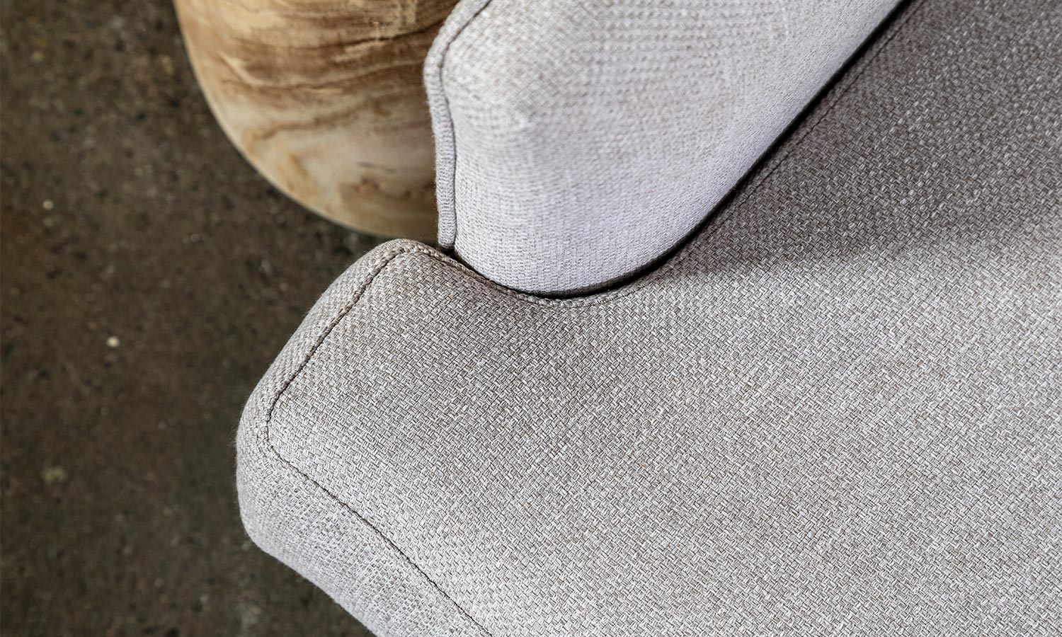 Apartment Contemporary modern lounge suite sofa upholstered fabric marri legs made in Perth WA detail