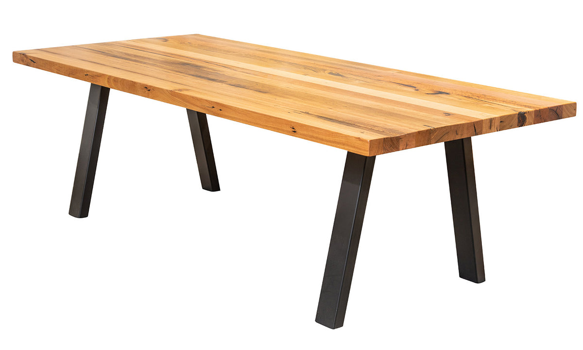 Recycled Messmate Timber Dining Table Metal Base w/ Bench Seats ...